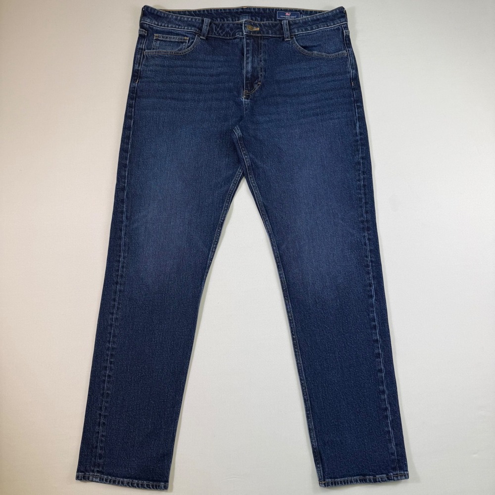 Vineyard Vines Jeans Mens 36x32 Blue Straight Leg Slim Fit Stretch Denim Preppy